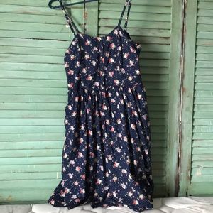 Shop Ruche navy floral dress